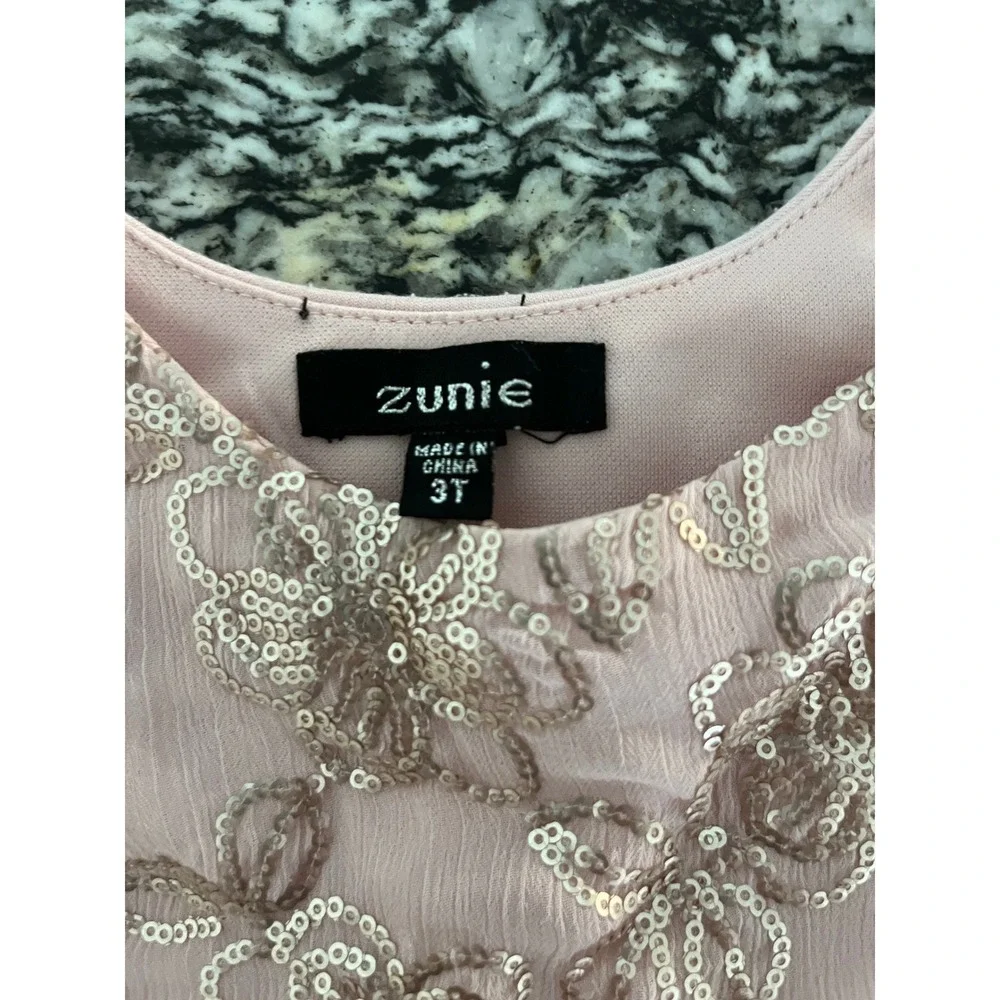 Zunie Toddler Girls 3T Pink Sequin Floral Tutu Dress Tulle Party Special